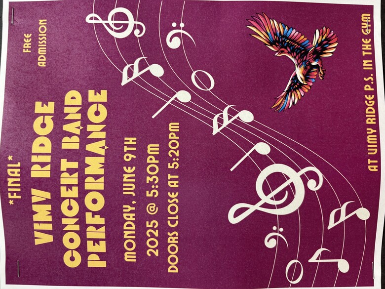 Band Concert, Monday 9 June at 5:30 pm